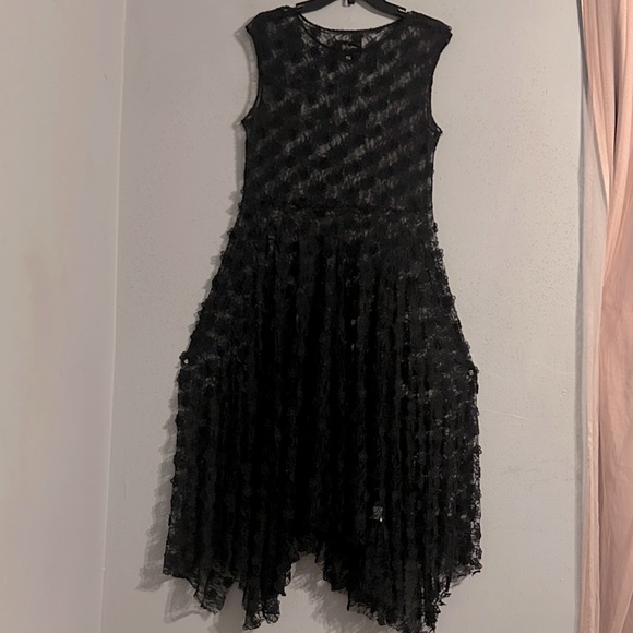 Johnny Was Elegant Black Lace Dress LACE PETALS all over dress NWOT